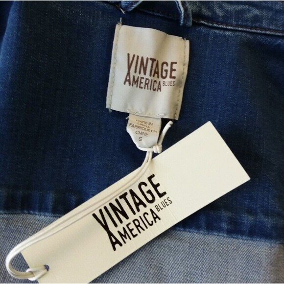 Vintage America Blue Embroidered Long Sleeve Button Up Jean Jacket S - Picture 3 of 12